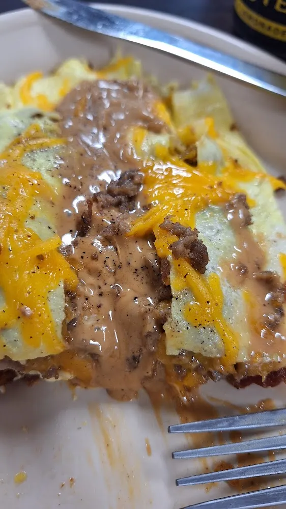 Bacon Sausage Cheese and Peanut Butter Omelette